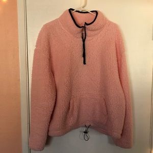 No Boundaries pink sherpa quarter zip pullover